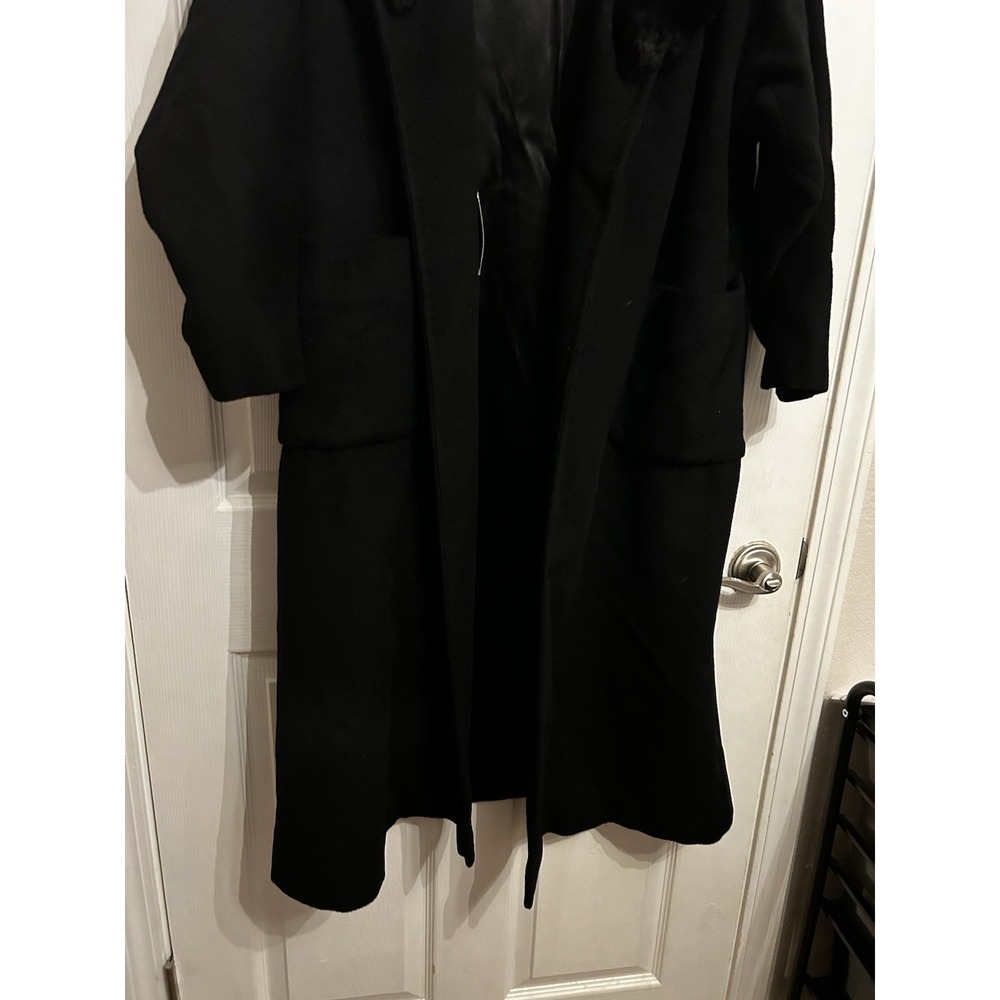 VTG Women's Full Length Wool Coat Fur Collar Pockets Overcoat Fenway Union Made - Picture 4 of 9